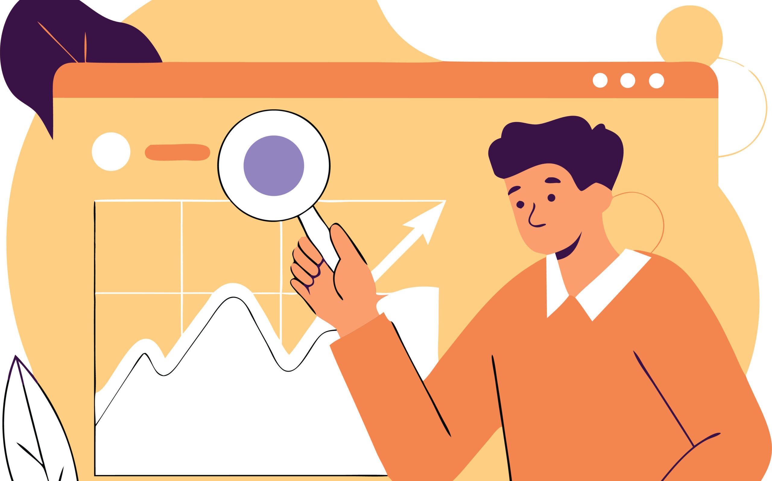 SEA Manager einer Agentur analysiert die Performance von einer Google Ads Kampagne für ein KMU. Illustriertes Bild.