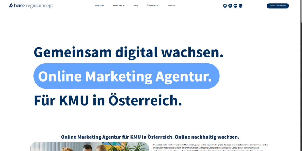 Website von einer Werbeagentur in Wien und Oberösterreich spezialisiert auf KMU