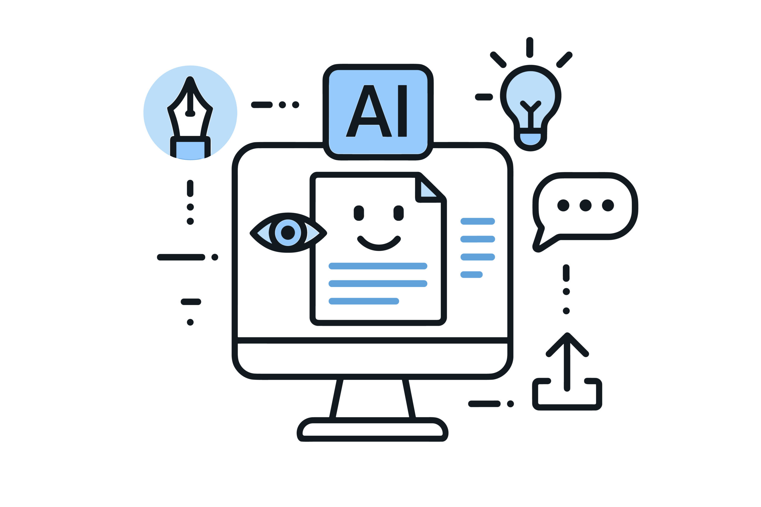 Eine moderne KI verfasst Ideen und Content-Pläne für Social Media Inhalte. Dazu schreibt sie optimierte Captions.