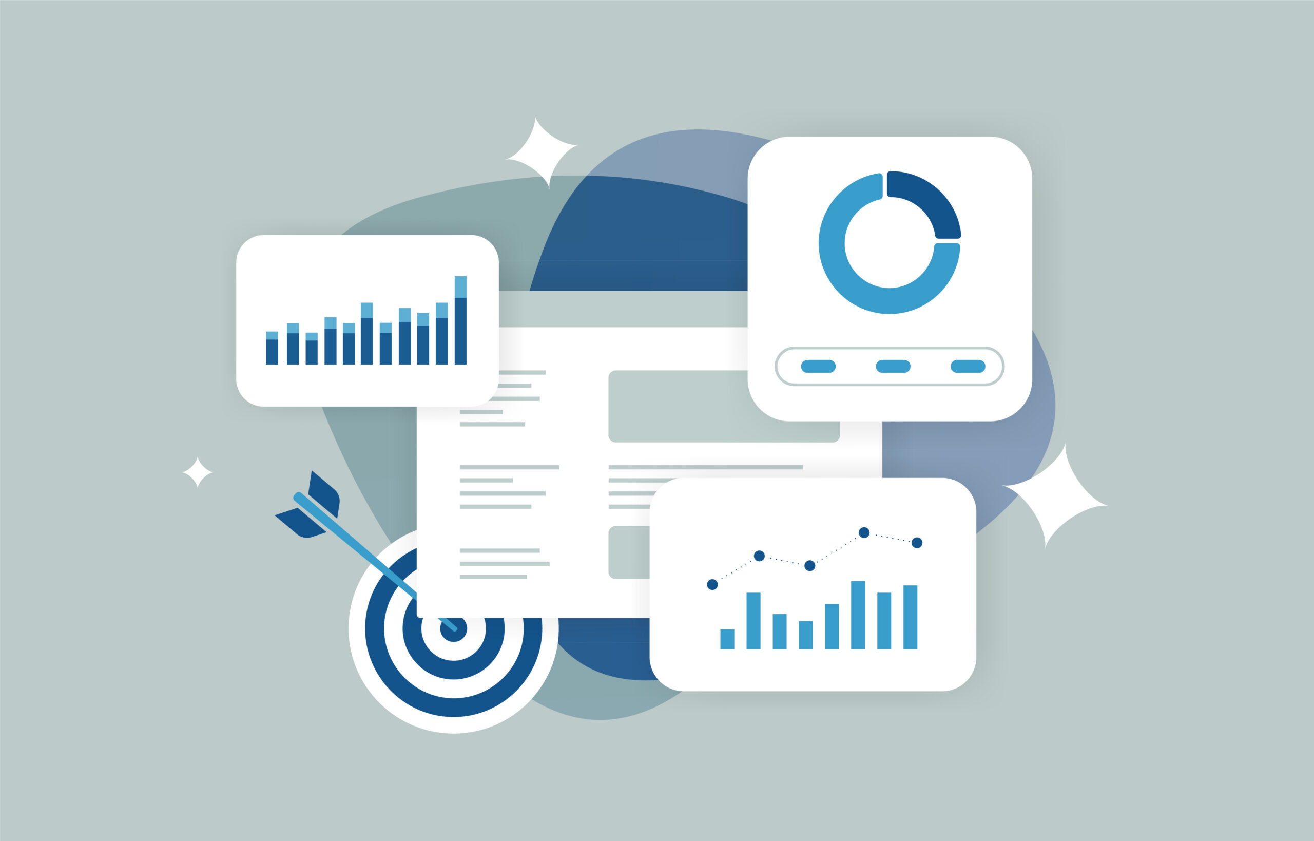 Marketing Analytics Dashboard mit Performance-Grafiken, Conversion Metriken und Kampagnen Reports. Digitale Marketing-Analyse zur Messung von Conversion Rate, Website-Traffic und des gesamten Online-Marketing-Erfolgs eines KMU.